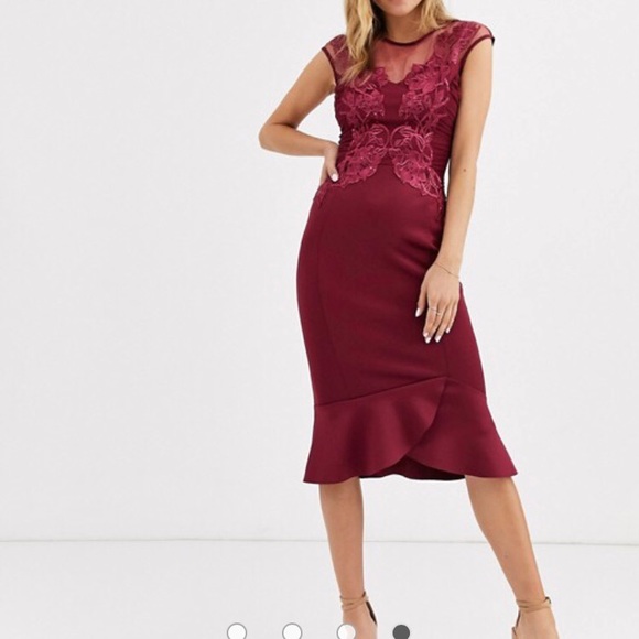 ASOS Embellished Midi Dress with Fishtail - Picture 4 of 5